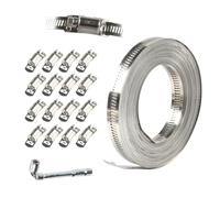 Hoses Clamps 304 Stainless Steel 3.5/10m Hole Tape Metal + 8/16Pcs Attachment Hoses Clamps Set Adjustable Pipe Fitting