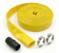Hoses UK 25mm 1" Yellow Pvc Layflat Hose Kit 10M With Pipe Joiner & 2 Hose Clips Heavy Duty Water Pump Discharge Irrigation Lay Flat