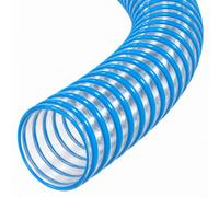 Hoses UK Blue Water Butt Hose 50mm X 9M Clear Wall Corrugated Pvc Flexible Reinforced Rainwater Harvesting Downpipe Connector Pond Pump