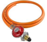 Hoses UK Propane Regulator (Red) Hand Wheel 37Mbar + 8mm Lpg Gas Hose + Clips 2 Metre Fits Calor Gas & Flogas Screw In Cylinders