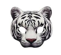 Hosfairy 1Pcs Half Face Tiger Mask Masquerade Tiger Mask Cosplay Costume Prop for Halloween Carnival Party (White)
