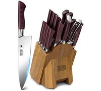 HOSHANHO 18PCS Kitchen Knife Block Set, Sharp Chef Knives with Sharpener | Super Sharp High Carbon Stainless Steel Cooking Knife Set, Professional Cutlery Knife Set with Sharpener, Ideal Home Gift Set
