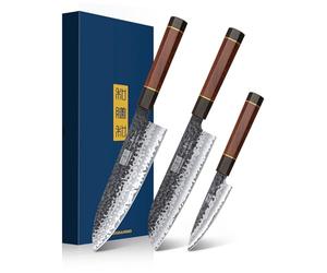 HOSHANHO 3 Pieces Knife Set, Professional High Carbon Steel Kitchen Knives Set, Ultra Sharp Japanese Chef Knife Set with Ergonomic Handle & Gift Box