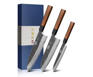 HOSHANHO 3 Pieces Knife Set, Professional Japanese High Carbon Steel Kitchen Knife Set, Ultra Sharp Chef Knives Sets with Octagonal Rosewood Handle