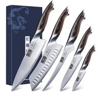 HOSHANHO 5 Pieces Knife Set, Japanese High Carbon Stainless Steel Kitchen Knife Sets, Professional Ultra Sharp Chef Knives Set with Ergonomic