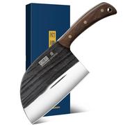 HOSHANHO 6.5 Inch Serbian Chef Knife, High Carbon Steel Meat Cleaver Knife for Meat Cutting, Handmade Forged Heavy Duty Butcher Knives with Full Tang for Home & Camping & BBQ Gift for Men