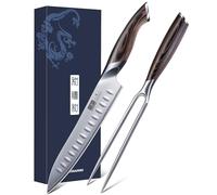 HOSHANHO 8 Inch Carving Knife & 7 Inch Fork Set, Razor Sharp Slicing Knife