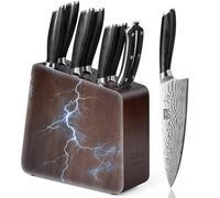 HOSHANHO 8 Pieces Knife Set with Magnetic Block, Ultra Sharp Powder Steel Knife Block Set, Professional Chef Knife Sets with Ergonomic Handle & Knife Sharpener