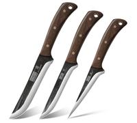 HOSHANHO Butcher Knife Set 3-Piece, Super Sharp Hand Forged Fillet & Dividing & Paring Knife Set, Upgraded High Carbon Stainless Steel Meat Cutting