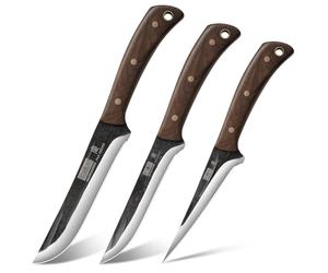 HOSHANHO Butcher Knife Set 3-Piece, Super Sharp Hand Forged Fillet & Dividing & Paring Knife Set, Upgraded High Carbon Stainless Steel Meat Cutting for Home, Outdoor
