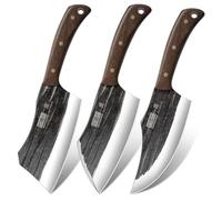 HOSHANHO Butcher Knife Set, 3PCS Knife Set of Bone & Cleaver & Viking Knife