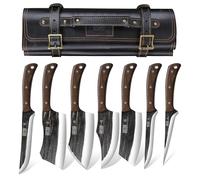 HOSHANHO Butcher Knife Set, Sharp Kitchen Knife Set & Roll Bag Gift for Men