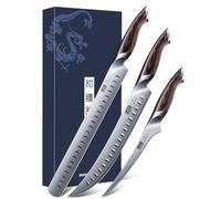 HOSHANHO Carving Knife Set 3PCS, Japanese High Carbon Steel Brisket Slicing Knife Sets with Ergonomic Pakkawood Handle, Butcher Breaking Boning Knife for Meat Cutting