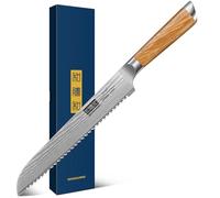 HOSHANHO Damascus Bread Knife 8", Sharp Serrated for Homemade Sourdough