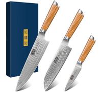 HOSHANHO Damascus Kitchen Knife Set 3PCS, Sharp Chef/Santoku/Fruit Knives