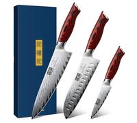 HOSHANHO Damascus Knife Set, 3PCS Ultra Sharp Kitchen Knife Set, G10 Handle