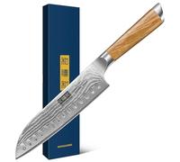HOSHANHO Damascus Santoku Knife 7", Sharp Chef Knife, Ergonomic Wood Handle