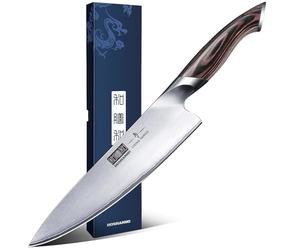 HOSHANHO Kitchen Knife in Japanese High Carbon Steel, Professional High-Class Chef's Knife 8 inch, Non-Slip Ultra Sharp Cooking Knives with Ergonomic Handle