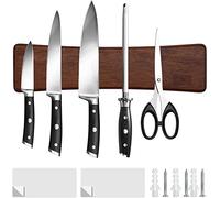 HOSHANHO Magnetic Knife Holder for Wall, Magnetic Knife Rack in Wood with Extra Strong Magnet, Knife Magnets Strip Use as Knife Bar, Knife Holder for Kitchen Utensil Organizer, 25cm