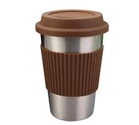 Hoshen 17 Ounce Tumbler Mug (with Silicone Lid), Stainless Steel Coffee Cup, Anti-Scald Coaster, Beverage Cup，Brown