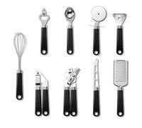 Hoshen 9-Piece Stainless Steel Kitchen Utensil Set(Original Box), Small Cookware Accessories, Chef Essentials - Black