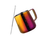 Hoshen Espresso Steaming Pitcher（350ml）, Stainless Steel Inner and Outer Scale Pull Flower Cup, Coffee Art Pen, Latte Puccino Art Milk Frothing Pitcher, Gradient Red