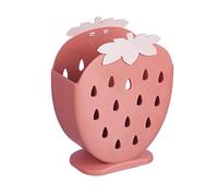 Hoshen Household Tableware /kitchenware Storage Cage, Kitchen Standing Chopstick Cage, Double-Compartment Drain Chopstick Cage，Strawberry Shape，Red