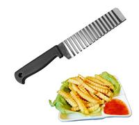 Hoshen Stainless Steel French Fries Knife Potato Corrugated Knife, Multifunctional Wave Potato Corrugated Knife, Kitchen Tool - Black