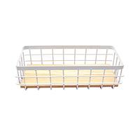 Hoshen Sundries Iron Art Storage Frame With Wooden Bottom Board, Cosmetics Basket, Bathroom Desktop Wall-Mounted Shelf - White