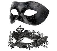 Hoshin Masquerade Mask for Couple, Mardi Gras Deecorations Venetian Masks for Womens(Black)
