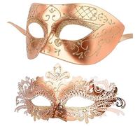 Hoshin Masquerade Mask for Couple, Mardi Gras Deecorations Venetian Masks for Womens(Rose Gold)
