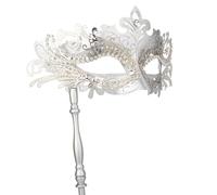 Hoshin Masquerade Mask with Stick, Mardi Gras Deecorations Venetian Masks for Womens (Sliver)