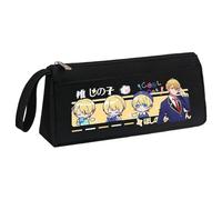 Hoshino Ai Pencil Case Anime Hoshino Rubi Pencil Case, Black White Triangular in Three Dimensions Large Capacity Pencil Pouch with Handle Strap Makeup Stationery Organizer Bag for Teen Student