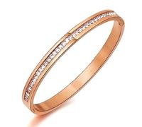 HOSICRON 6mm Gold Bracelets for Women, Stainless Steel Classic Cubic Zircon Filled Bangle Bracelet Crystal Jewelry Silver Oval Bangle Witness the Gift, Stainless Steel, Cubic Zirconia