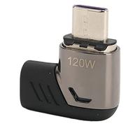 Hosie Magnetic Adapter, Right Angle Black Gray 480Mbps Lightweight 120W Fast Charging Magnetic USB C Data Transfer with Light for Notebook Computer
