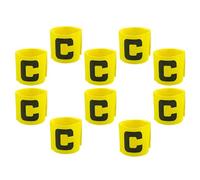Hosifiy 10Pcs Yellow Football Captain Armband, Nylon Elastic Football ArmBands Adjustable Football Arm Bands C Arm Band for Youth Adult Sports Training