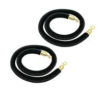 Hosifiy 2 Pieces of Black Velvet Stanchion Support Rope, 5 feet Velvet Stanchion Rope with Golden Hooks Stanchion Queue Velvet Rope for Party Decoration