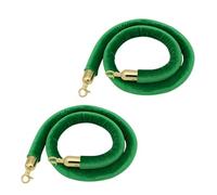 Hosifiy 2 Pieces of Green Velvet Stanchion Support Rope, 5 feet Velvet Stanchion Rope with Golden Hooks Stanchion Queue Velvet Rope for Party Decoration