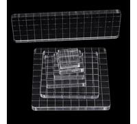Hosifiy 7 Piece Stamp Set, Acrylic Block Set with Grid Lines, Transparent Acrylic Stamp Punching Blocks for Scrapbooking, Card Making, Crafts Making