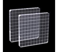 Hosifiy Set of 2 Rectangular Acrylic Stamp Blocks with Grid Lines, 10 x 10 cm, Transparent, for Scrapbooking
