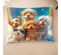 HOSIMA Dog Bed, Cartoon Puppy Print Pet Mat, Soft Washable Cat Mat Lambswool Bottom Can Be Tied to Pet Bed (AI010 S)