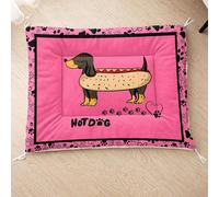 HOSIMA Dog Bed, Cartoon Puppy Print Pet Mat, Soft Washable Cat Mat Lambswool Bottom Can Be Tied to Pet Bed (AI006 S)