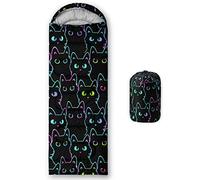 HOSIMA Kids Sleeping Bag for Boys and Girls, Black Cat Print Lightweight Warm Portable Outdoor Indoor Waterproof and Coldproof Sleeping Bag for Camping and Hiking(Black Cat)