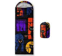 HOSIMA Kids Sleeping Bag for Boys Girls,Black Cat Print-Lightweight Warm Portable Outdoor Indoor-Waterproof Cold Weather Resistant Sleeping Bag for Camping Hiking(Black Cat)