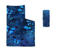 HOSIMA Nap Mat -Blue Butterfly Sleeping Bag with Removable Pillow - Daycare and Sleepovers Preschool Kindergarten Bedding Set for Kids Toddler Boys Girls(Blue Butterfly Standard)
