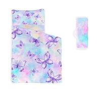 HOSIMA Nap Mat -Butterfly Sleeping Bag with Removable Pillow - Daycare and Sleepovers Preschool Kindergarten Bedding Set for Kids Toddler Boys Girls(Butterfly1 Standard)