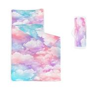 HOSIMA Nap Mat -Colorful Clouds Sleeping Bag with Removable Pillow - Daycare and Sleepovers Preschool Kindergarten Bedding Set for Kids Toddler Boys Girls(Clouds Standard)