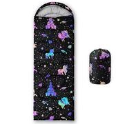 HOSIMA Sleeping Bags for Boys Girls Kids,Colorful Unicorn Printed Lightweight Warm Portable Outdoor Indoor Waterproof Cold Resistant Sleeping Bag for Camping Hiking (Unicorn)