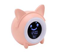 Hosit Cartoon Cat Alarm Clock, Easy to Read Multifunction Kids Alarm Clock Snooze Function Safety Lock Fun Expressions for Bedroom