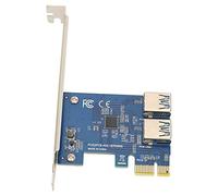 Hosit PCI E 1X To External 2 PCI E USB 3.0 Adapter, PCI E 1 To 2 Riser Card Stable Transmission High Stability Powerful Chip for Ethereum Mining
